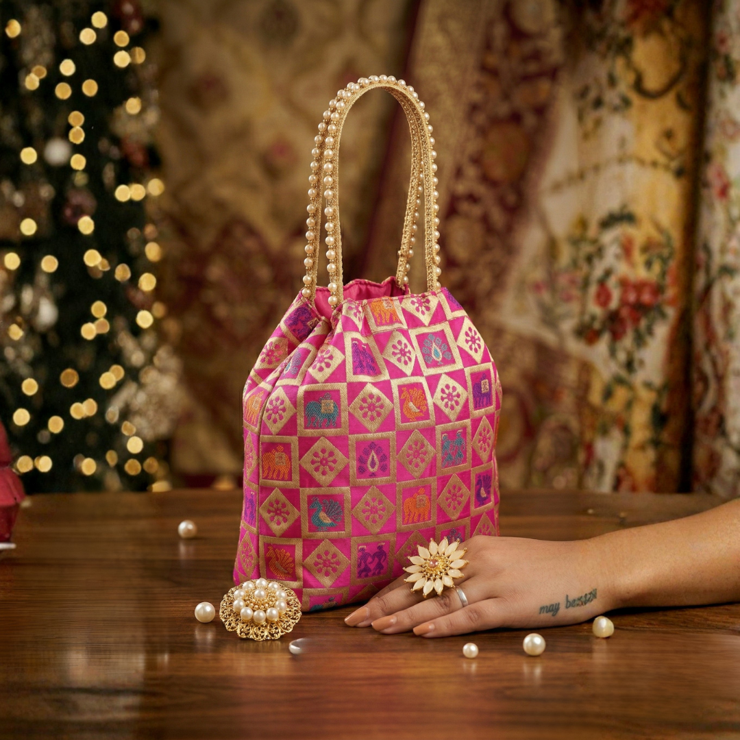 Purple & Golden Potli Bags - Image 3