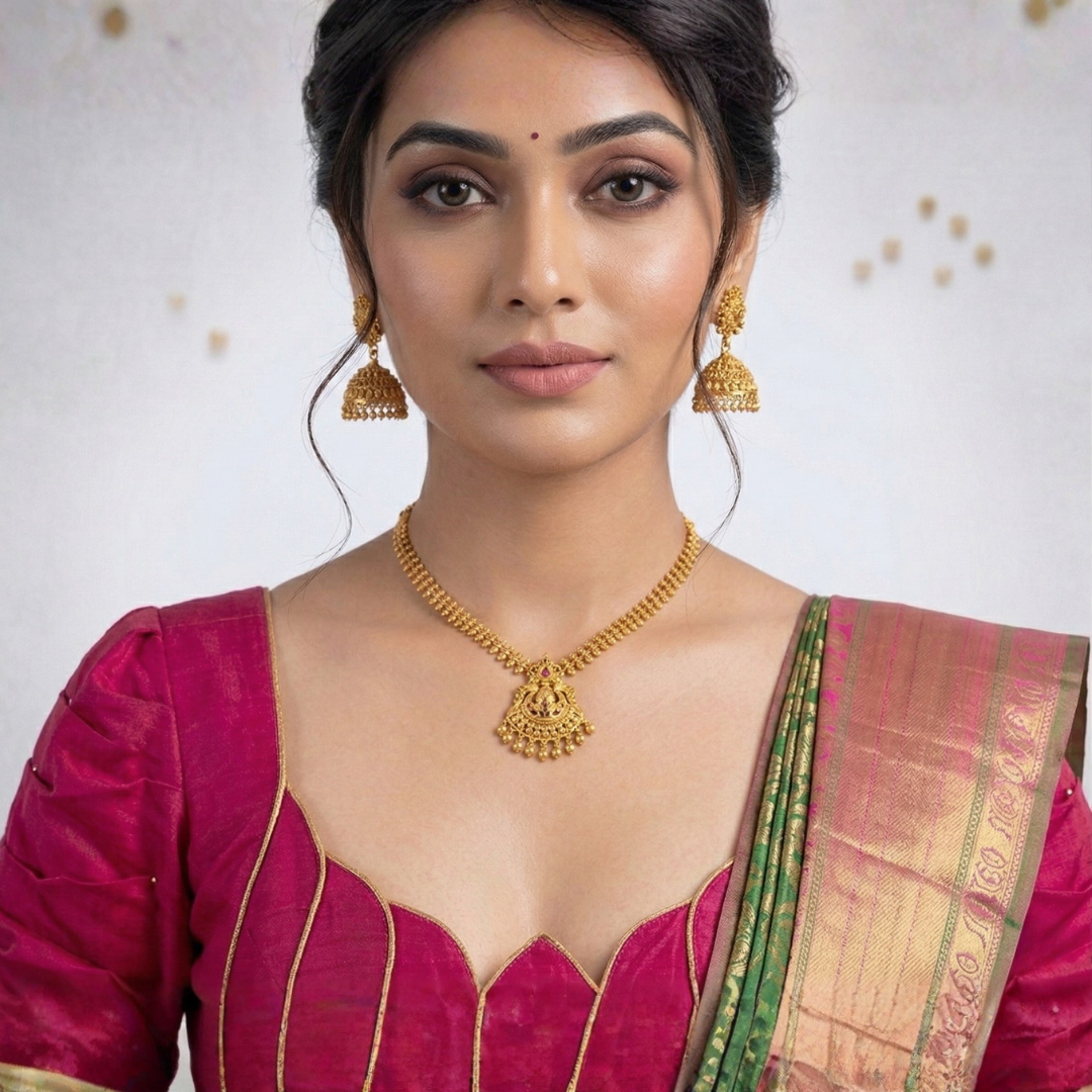 Rani Pink Designer Blouse with Lotus Work - Image 3