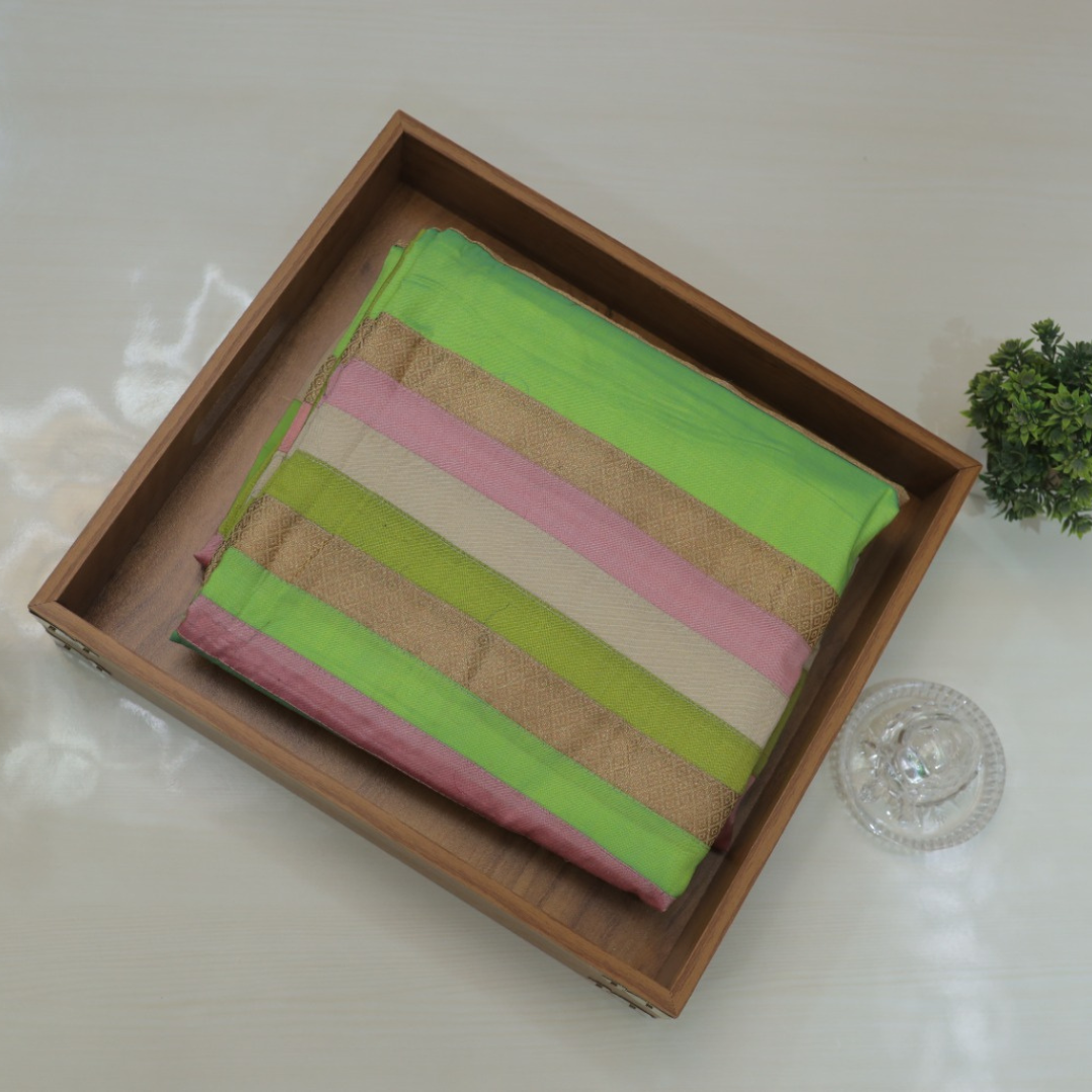 Chanderi Work Pure Cotton Designer Dohar (Green & Golden) | Handcrafted Cotton Blanket - Image 5