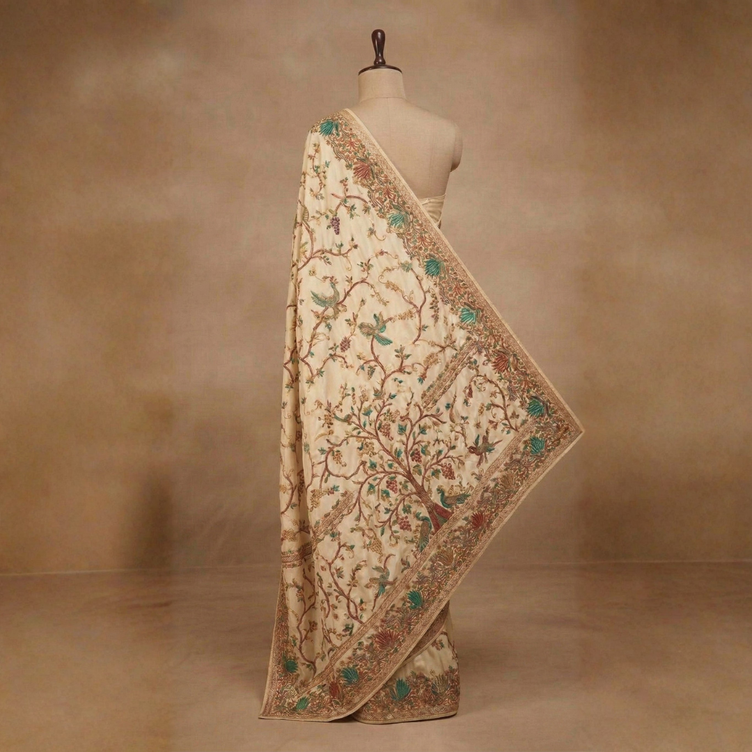 Karni Silk Off-White Pure Silk Saree - Image 4