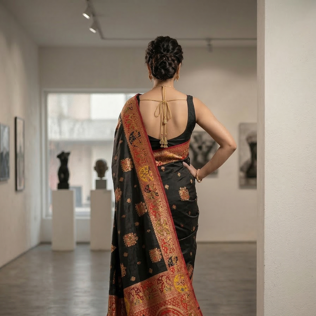 Silk Meenakari | Black Saree - Image 2
