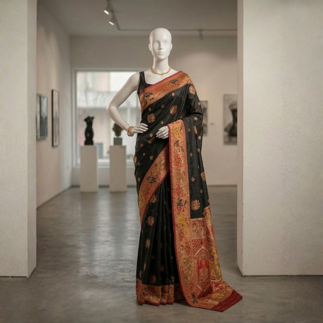 Silk Meenakari | Black Saree - Image 4
