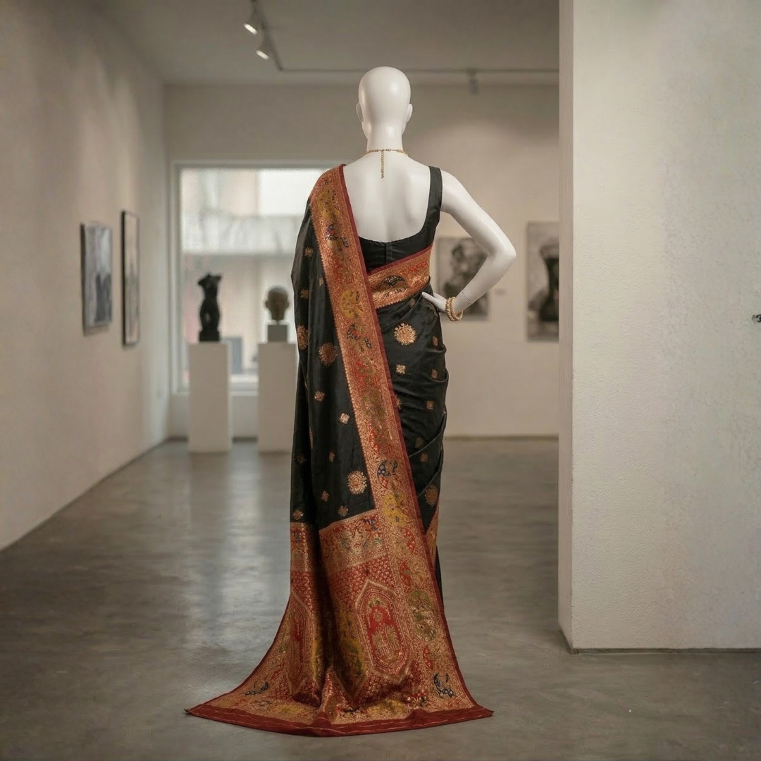 Silk Meenakari | Black Saree - Image 3